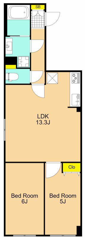 GRAN PASEO大井町(2LDK/2階)の間取り写真