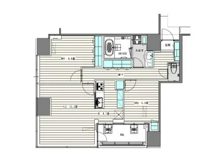 WHITE TOWER HAMAMATSUCHO ホワイトタワー浜松町(2LDK/21階)の間取り写真