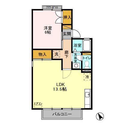 ファーストヴューラー十壱番館(1LDK/1階)の間取り写真