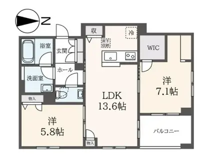 ヴィルシーナ(2LDK/1階)の間取り写真