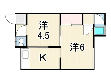 赤根荘(2K/2階)の間取り写真
