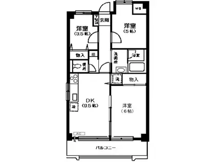 サニーヒルズ荻窪(2LDK/5階)の間取り写真