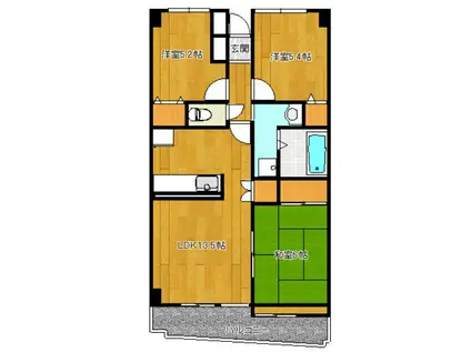 アルデール(1K/3階)の間取り写真