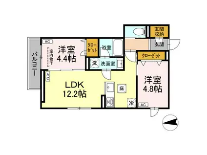セレスティア六町IV(2LDK/2階)の間取り写真