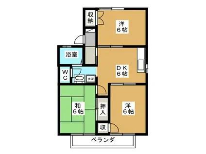 パールハイツ鏑木(3DK/2階)の間取り写真