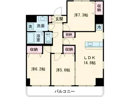 BELLA LUCEA(3LDK/5階)の間取り写真