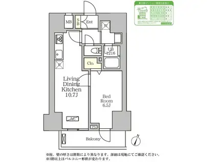 コートレジデンス南大塚(1LDK/6階)の間取り写真
