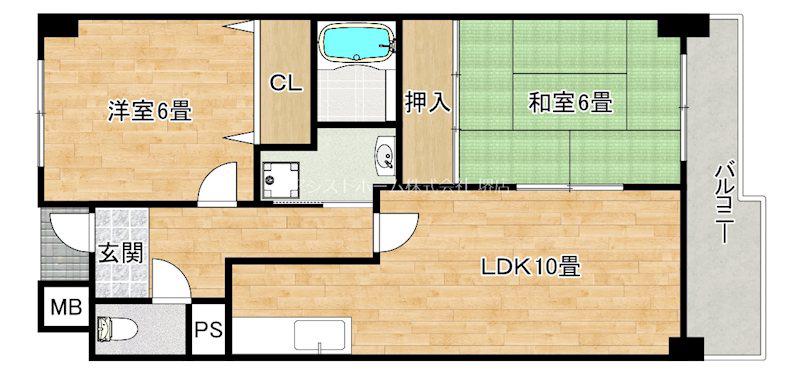 コートグレース(2LDK/3階)の間取り写真