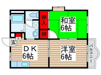 イーストコートIII(2DK/2階)の間取り写真