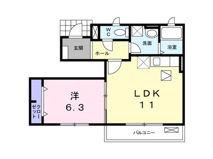 メゾン・ド・ブラン(1LDK/1階)の間取り写真