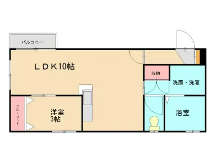 AQUA波多江駅前(1LDK/2階)の間取り写真