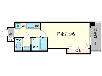 ラグゼ天王寺(1K/2階)の間取り写真