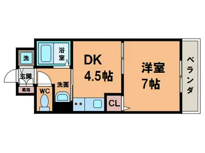 昭和町サンライズ 石橋(1DK/2階)の間取り写真