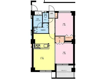 LA CASA 光庵(2LDK/2階)の間取り写真