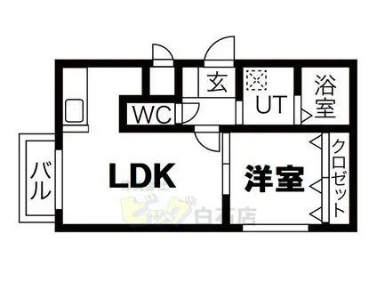 ヴィラ本通南(1LDK/3階)の間取り写真