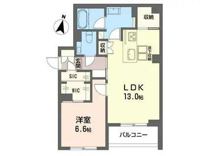 ウエストキャニオン妙蓮寺(1LDK/1階)の間取り写真