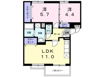 ミナミマンション(2LDK/3階)の間取り写真