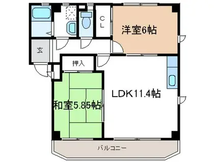 タウニー南斗(2LDK/1階)の間取り写真