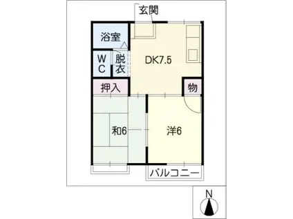 プチダルジャン小六(2DK/2階)の間取り写真