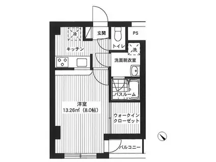 サンライズレジデンス(1K/6階)の間取り写真