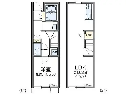 レオネクストフォール(1LDK/1階)の間取り写真