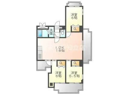 ロイヤルコート光(3LDK/8階)の間取り写真