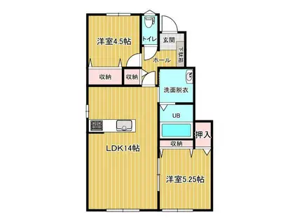 クレストガーデン(2LDK/1階)の間取り写真