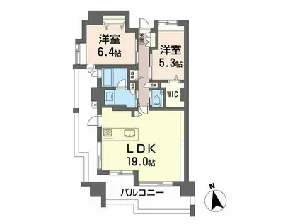 コンツェルトパーク段原リバーコート(2LDK/9階)の間取り写真