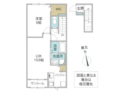 フレッサ II(1LDK/2階)の間取り写真