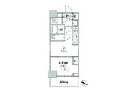 GRANPASEO東十条学生・社会人におススメ初(1DK/2階)の間取り写真