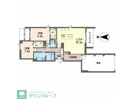 白壁 THE GARDEN(2LDK/1階)の間取り写真