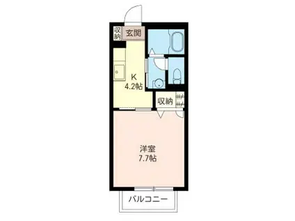 ラ・フォーレ磯子A(1K/2階)の間取り写真