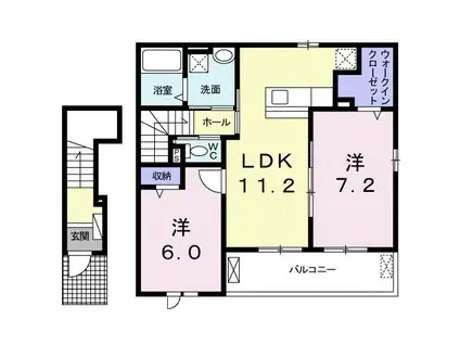 アヴェニールB(2LDK/2階)の間取り写真