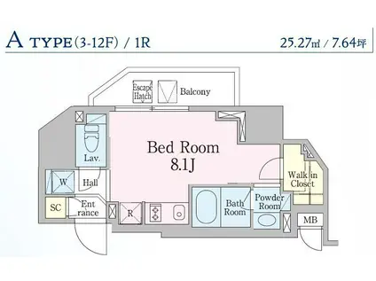レジディア笹塚III(ワンルーム/4階)の間取り写真