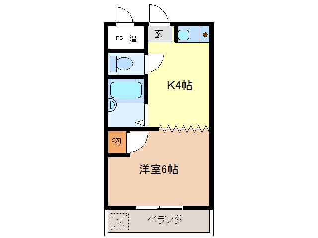 ハイツ矢頭(1K/1階)の間取り写真