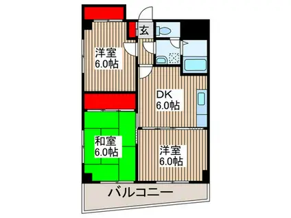 ラ・グラントゥース(3DK/3階)の間取り写真