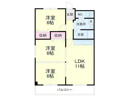 ヴェルメゾン飯尾(3LDK/2階)の間取り写真
