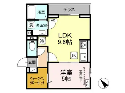 ドムスクレスト清新二丁目(1LDK/1階)の間取り写真