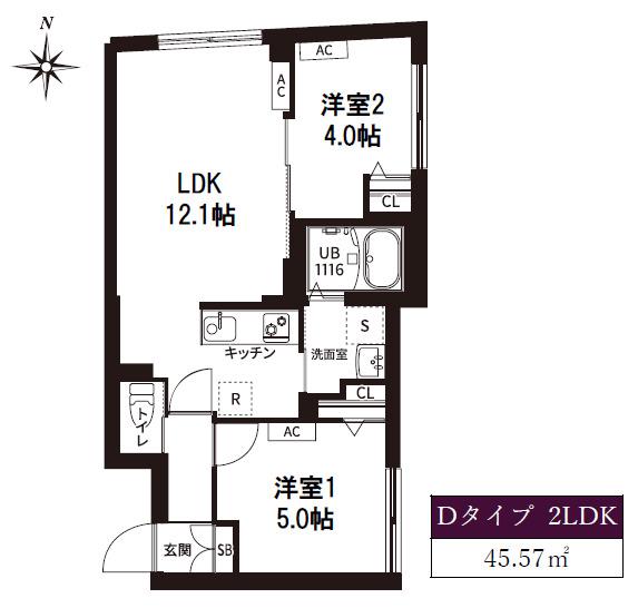レピュア旗の台レジデンス(2LDK/4階)の間取り写真