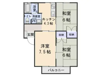 メゾンドブリックI(3K/2階)の間取り写真