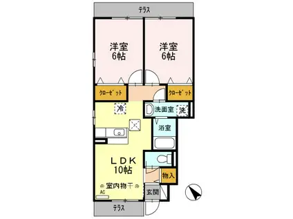 アルシネオT(2LDK/1階)の間取り写真