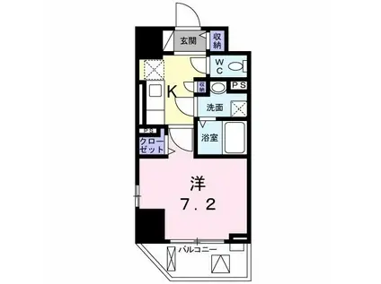 グラン八王子(1K/6階)の間取り写真