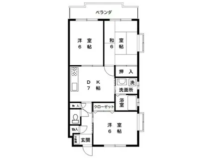 グリーンヒル早宮(3DK/3階)の間取り写真