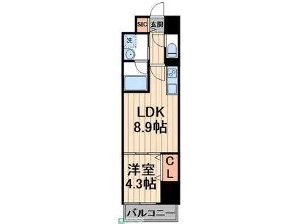 LA BELJOUR 錦糸町(1LDK/6階)の間取り写真