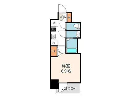 プレサンス天王寺ノースヴィアーレ(1K/7階)の間取り写真