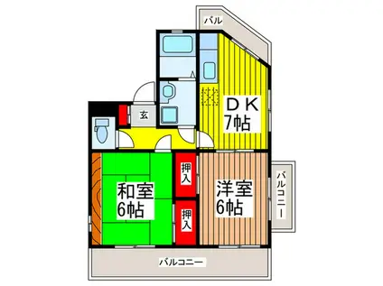 メゾン・ド・コリン(2DK/3階)の間取り写真