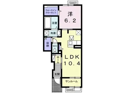 オータムI(1LDK/1階)の間取り写真