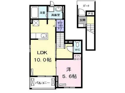 セリジェール嵐山(1K/2階)の間取り写真