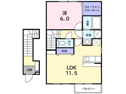 京成本線 京成八幡駅 徒歩11分 2階建 築20年(1LDK/2階)の間取り写真