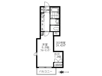 アルソーレII(1K/2階)の間取り写真